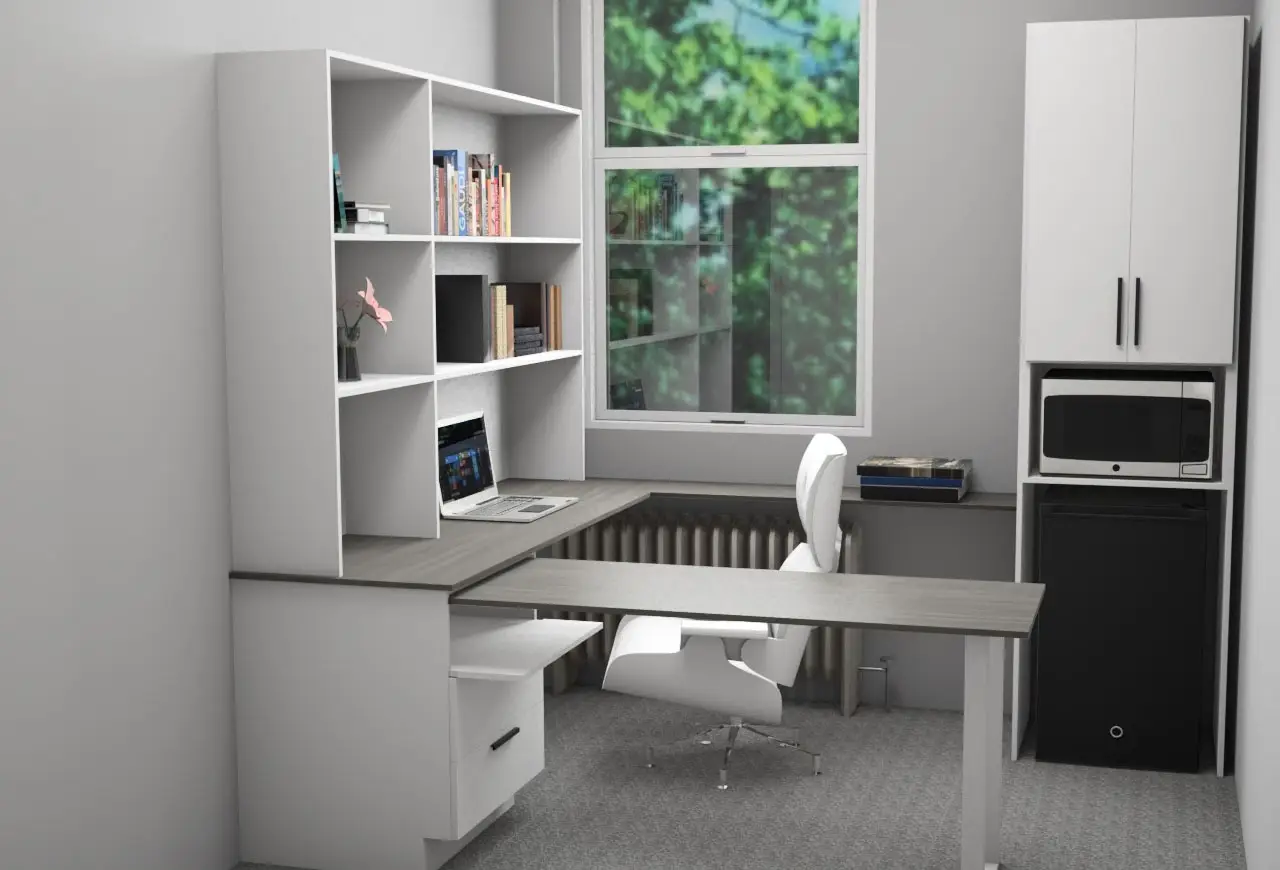 Bureau à la maison avec un espace de travail sur mesure, conçu pour maximiser productivité et élégance dans votre intérieur